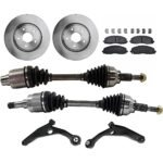 TrueDrive 8-Piece Kit Front, Driver and Passenger Side Axle Assembly with Brake Discs, Brake Pad Set, and Control Arms