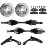 TrueDrive 8-Piece Kit Front, Driver and Passenger Side Axle Assembly with Brake Discs, Brake Pad Set, and Control Arms