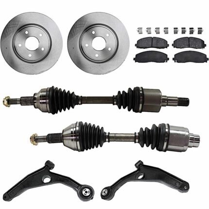 TrueDrive 8-Piece Kit Front, Driver and Passenger Side Axle Assembly with Brake Discs, Brake Pad Set, and Control Arms