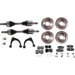 TrueDrive 12-Piece Kit Front Axle Assembly with Brake Discs, Brake Pad Sets and Control Arms, 4WD