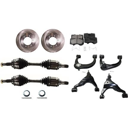 TrueDrive 10-Piece Kit Front, Driver and Passenger Side Axle Assembly, includes (2) Axle Assembly, (2) Brake Disc, (1) Brake Pad Set, and (4) Control Arm, 6 Lugs, 12.56 in.Disc Diameter, 4WD, 4-Piston Caliper