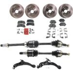 TrueDrive 12-Piece Kit Front Axle Assembly, Automatic Transmission, Plug-In Style Inboard Housing, FWD, includes Brake Discs, Brake Pad Sets, and Control Arms
