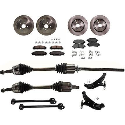 TrueDrive 14-Piece Kit Front, Driver and Passenger Side Axle Assembly, All Wheel Drive, Includes Brake Discs, Brake Pad Sets, and Control Arms