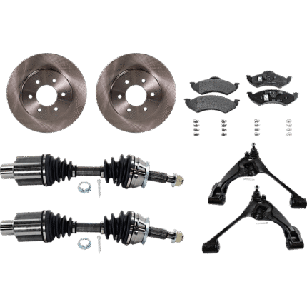 TrueDrive 7-Piece Kit Front, Driver and Passenger Side, Lower Control Arm with Axle Assembly, Brake Discs, and Brake Pad Set, 4WD