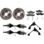 TrueDrive 7-Piece Kit Front, Driver and Passenger Side, Lower Control Arm with Axle Assembly, Brake Discs, and Brake Pad Set, 4WD