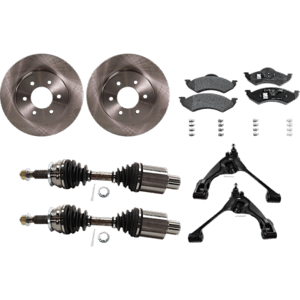 TrueDrive 7-Piece Kit Front, Driver and Passenger Side, Lower Control Arm with Axle Assembly, Brake Discs, and Brake Pad Set, 4WD