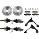 TrueDrive 7-Piece Kit Front, Driver and Passenger Side, Lower Control Arm with Axle Assembly, Brake Discs, and Brake Pad Set, 4WD