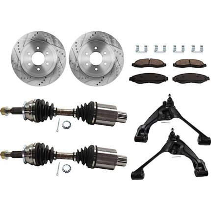 TrueDrive 7-Piece Kit Front, Driver and Passenger Side, Lower Control Arm with Axle Assembly, Brake Discs, and Brake Pad Set, 4WD