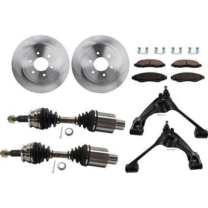 TrueDrive 8-Piece Kit Front, Driver and Passenger Side, Lower Control Arm, 4WD, Includes (2) Axle Assembly, (2) Brake Disc, (1) Brake Pad Set, and (2) Control Arm