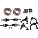 TrueDrive 10-Piece Kit Front, Driver and Passenger Side, Upper and Lower Control Arm, 4WD, Includes (2) Axle Assembly, (2) Brake Disc, (1) Brake Pad Set, and (4) Control Arm