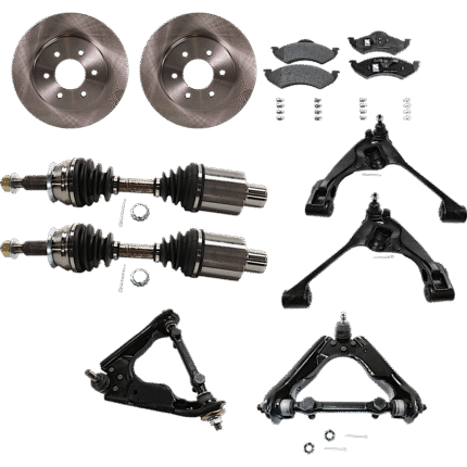 TrueDrive 9-Piece Kit Front, Driver and Passenger Side, Upper and Lower Control Arm with Axle Assembly, Brake Discs, and Brake Pad Set, 4WD