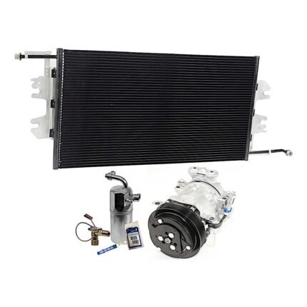 DriveMotive 3-Piece Kit A/C Compressor with A/C Condenser, and A/C Service Kit (A/C Accumulator, A/C Expansion Valve, A/C Orifice Tube, and A/C O-Ring and Gasket Seal Kit), 6-Groove Pulley, 4.33in Diameter