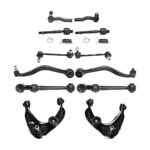 TrueDrive 12-Piece Kit Front, Driver and Passenger Side, Upper and Lower Control Arms with Sway Bar Links and Tie Rod Ends, Front Wheel Drive