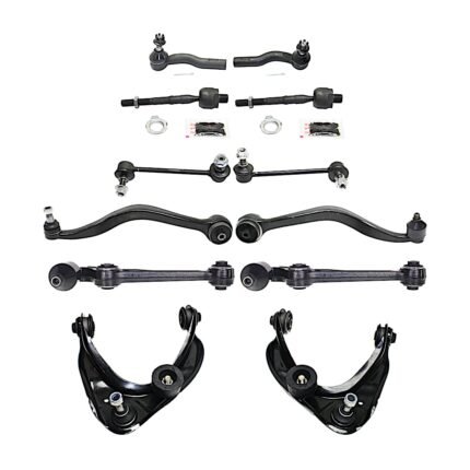 TrueDrive 12-Piece Kit Front, Driver and Passenger Side, Upper and Lower Control Arms with Sway Bar Links and Tie Rod Ends, Front Wheel Drive