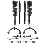TrueDrive 14-Piece Kit Front, Driver and Passenger Side, Upper Control Arm with Ball Joints, Shock Absorber and Strut Assembly, Sway Bar Links, and Tie Rod Ends, Rear Wheel Drive