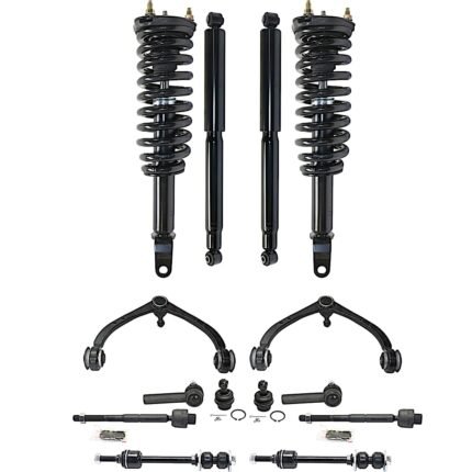 TrueDrive 14-Piece Kit Front, Driver and Passenger Side, Upper Control Arm with Ball Joints, Shock Absorber and Strut Assembly, Sway Bar Links, and Tie Rod Ends, Rear Wheel Drive