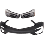 JC Whitney 3-Piece Kit Driver and Passenger Side Headlight, Includes (2) Headlight and (1) Bumper Cover