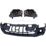 JC Whitney 3-Piece Kit Front Primed Bumper Cover CAPA Certified, includes (2) Headlight and (1) Bumper Cover