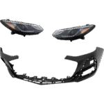 JC Whitney 3-Piece Kit Driver and Passenger Side Headlight, Includes (2) Headlight and (1) Bumper Cover