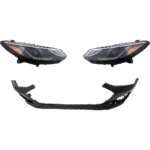 JC Whitney 3-Piece Kit Driver and Passenger Side Headlight, Includes (2) Headlight and (1) Bumper Cover