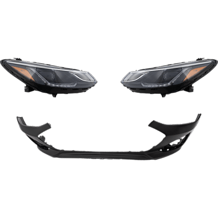 JC Whitney 3-Piece Kit Driver and Passenger Side Headlight, Includes (2) Headlight and (1) Bumper Cover