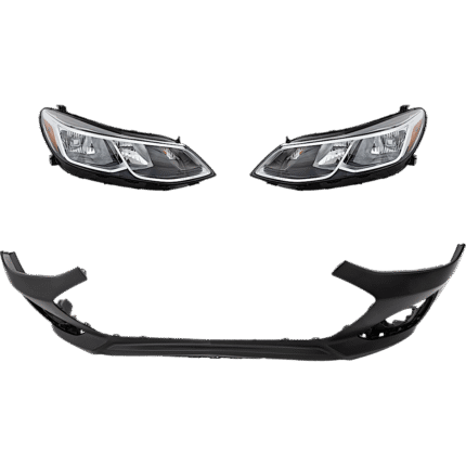 JC Whitney 3-Piece Kit Driver and Passenger Side Headlight, Includes (2) Headlight and (1) Bumper Cover