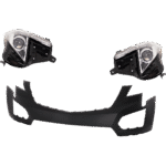 JC Whitney 3-Piece Kit Driver and Passenger Side Headlight, Includes (2) Headlight and (1) Bumper Cover