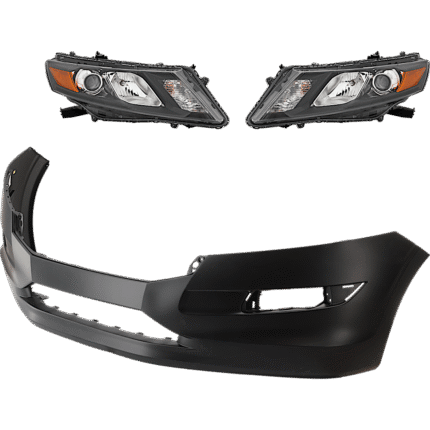 JC Whitney 3-Piece Kit Driver and Passenger Side Headlight, Includes (2) Headlight and (1) Bumper Cover