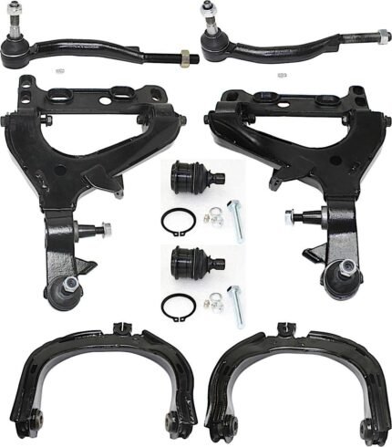 TrueDrive 8-Piece Kit Front, Driver and Passenger Side, Upper and Lower Control Arm Kit, Includes (2) Ball Joint, (4) Control Arm, and (2) Tie Rod End