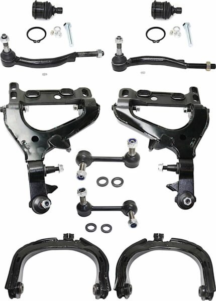 TrueDrive 10-Piece Kit Front, Driver and Passenger Side, Upper and Lower Control Arm Kit, Includes (2) Ball Joint, (4) Control Arm, (2) Sway Bar Link, and (2) Tie Rod End
