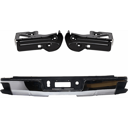 JC Whitney 3-Piece Kit Step Bumper, For Models With Single Rear Wheels, Corner Step and Without Parking Aid Sensor, Chrome, Face Bar and Pads, Without mounting bracket(s),  Includes (2) Bumper Bracket