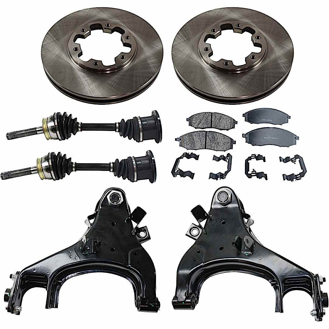 kit-032822-065_1.jpg TrueDrive 8-Piece Kit Front Axle Assembly with Brake Discs, Brake Pad Set, and Control Arms, 4WD - Image 1
