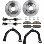 TrueDrive 8-Piece Kit Front, Driver and Passenger Side Axle Assembly with Brake Discs, Brake Pad Set, and Control Arms, 4WD