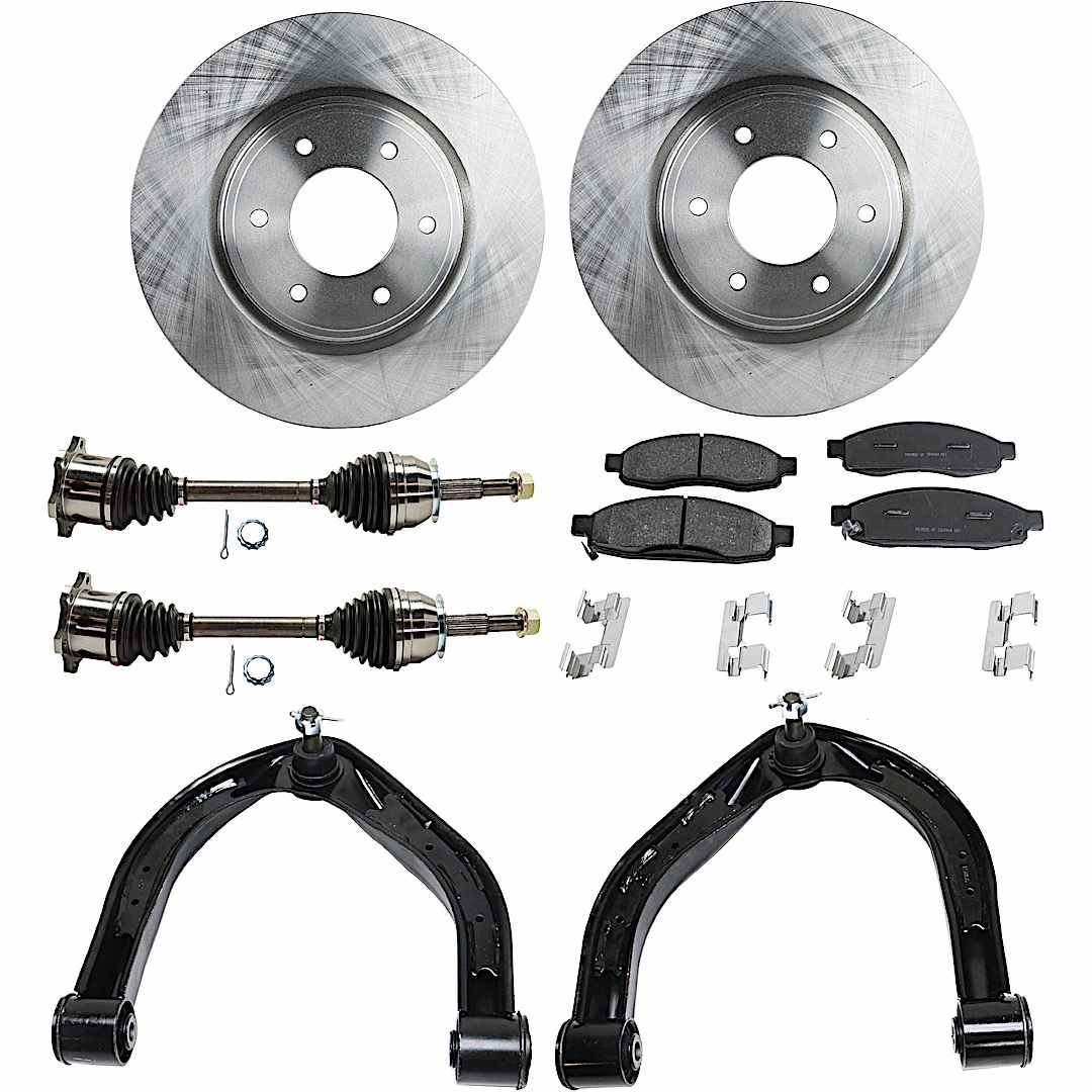 kit-032822-070_1.jpg TrueDrive 8-Piece Kit Front, Driver and Passenger Side Axle Assembly with Brake Discs, Brake Pad Set, and Control Arms, Four Wheel Drive - Image 1