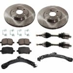 TrueDrive 8-Piece Kit Front, Driver and Passenger Side Axle Assembly, Automatic Transmission, 5 Lug, FWD, includes Brake Discs, Brake Pad Sets, and Control Arms