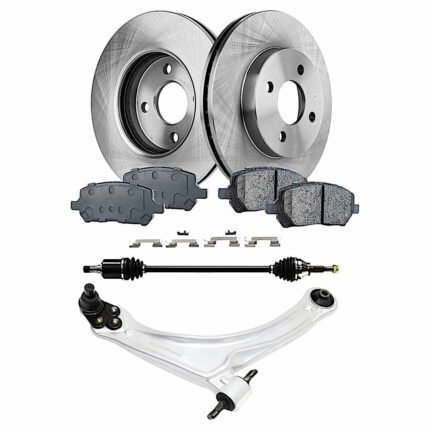 TrueDrive 6-Piece Kit Front, Passenger Side, Lower Control Arm with Axle Assembly, Brake Discs, and Brake Pad Set, Front Wheel Drive, Manual Transmission, 4-Lug Wheels, For Models With FE3 Suspension