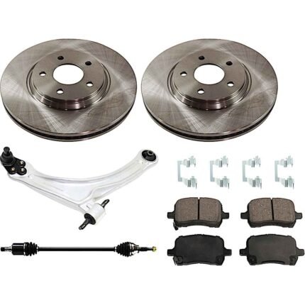 TrueDrive 6-Piece Kit Front, Passenger Side, Lower Control Arm with Axle Assembly, Brake Discs, and Brake Pad Set, Front Wheel Drive, Manual Transmission, For Models with FE3 Suspension and Rear Disc Brakes