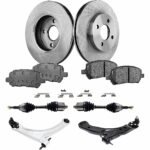 TrueDrive 8-Piece Kit Front, Driver and Passenger Side, Lower Control Arm, FWD, Automatic Transmission, 4 Lug Wheels, Includes (2) Axle Assembly, (2) Brake Disc, (1) Brake Pad Set, and (2) Control Arm