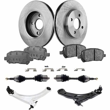 TrueDrive 8-Piece Kit Front, Driver and Passenger Side, Lower Control Arm, FWD, Automatic Transmission, 4 Lug Wheels, Includes (2) Axle Assembly, (2) Brake Disc, (1) Brake Pad Set, and (2) Control Arm