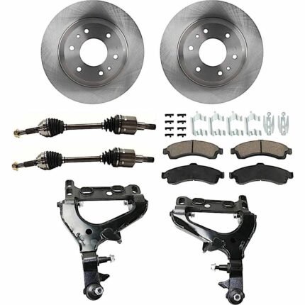 TrueDrive 7-Piece Kit Front, Driver and Passenger Side, Lower Control Arm with Axle Assemblies, Brake Discs, and Brake Pad Set