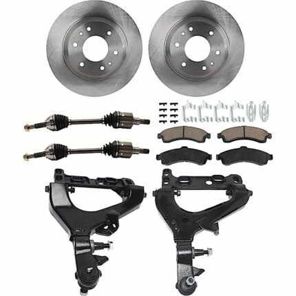 TrueDrive 7-Piece Kit Front, Driver and Passenger Side, Lower Control Arm with Axle Assemblies, Brake Discs, and Brake Pad Set, All Wheel Drive/Four Wheel Drive