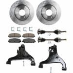 TrueDrive 7-Piece Kit Front, Driver and Passenger Side, Lower Control Arm with Axle Assemblies, Brake Discs, and Brake Pad Set, 4WD