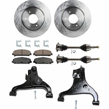 TrueDrive 7-Piece Kit Front, Driver and Passenger Side, Lower Control Arm with Axle Assemblies, Brake Discs, and Brake Pad Set, 4WD