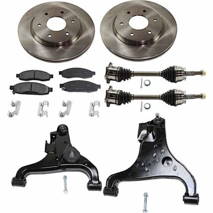 TrueDrive 7-Piece Kit Front, Driver and Passenger Side, Lower Control Arm with Axle Assemblies, Brake Discs, and Brake Pad Set, 4WD
