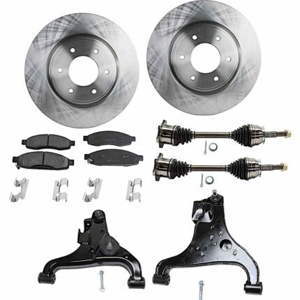 TrueDrive 7-Piece Kit Front, Driver and Passenger Side, Lower Control Arm with Axle Assemblies, Brake Discs, and Brake Pad Set, 4WD, Production Date From April 2007