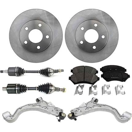 TrueDrive 8-Piece Kit Front, Driver and Passenger Side, Lower Control Arm, FWD, Includes (2) Axle Assembly, (2) Brake Disc, (1) Brake Pad Set, and (2) Control Arm