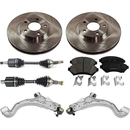 TrueDrive 7-Piece Kit Front, Driver and Passenger Side, Lower Control Arm, FWD, includes Axle Assembly, Brake Discs, and Brake Pad Set