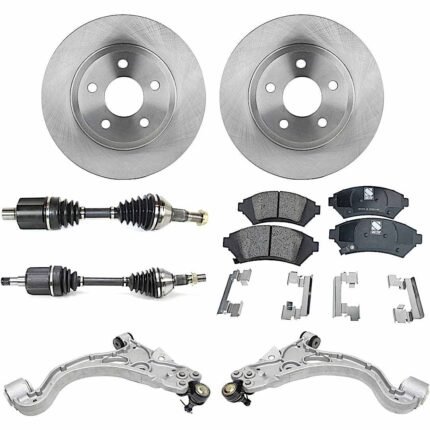 TrueDrive 7-Piece Kit Front, Driver and Passenger Side, Lower Control Arm, FWD, includes Axle Assembly, Brake Discs, and Brake Pad Set