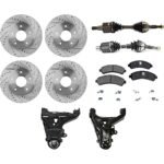 TrueDrive 7-Piece Kit Front, Driver and Passenger Side, Lower Control Arm, includes Axle Assemblies, Brake Discs, and Brake Pad Set