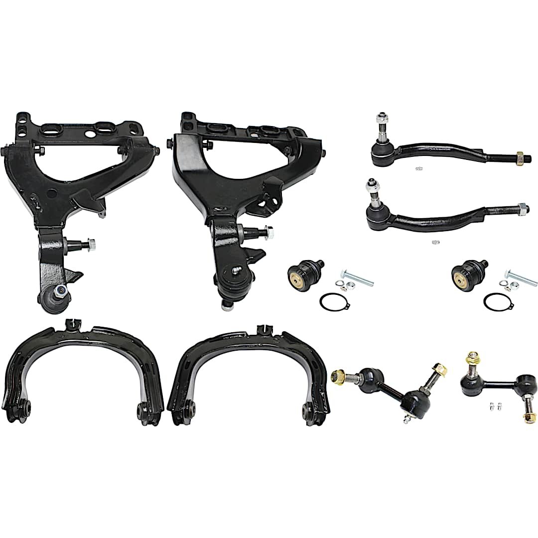 kit-032921-04-13_1.jpg TrueDrive 10-Piece Kit Front, Driver and Passenger Side, Upper and Lower Control Arm with Ball Joints, Sway Bar Links, and Tie Rod Ends, with 16mm Tie Rod Thread - Image 1